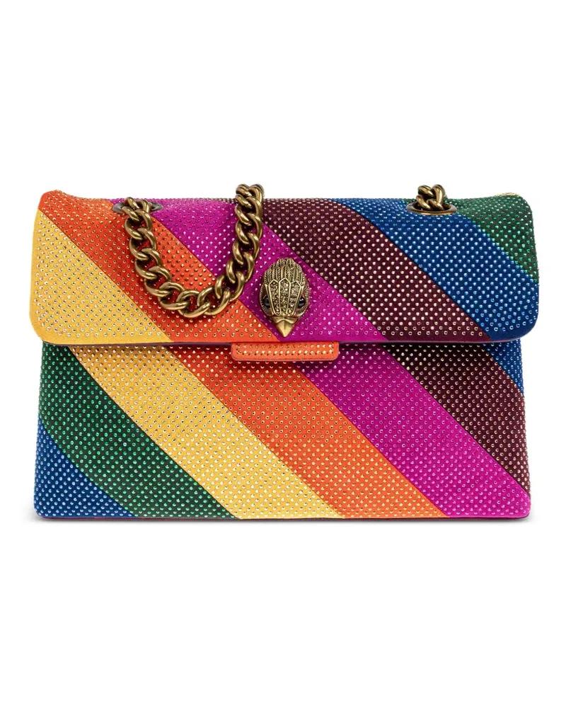 Kurt Geiger Mini Fabric Kensington Schultertasche mit Regenbogenstreifen - Braun Braun