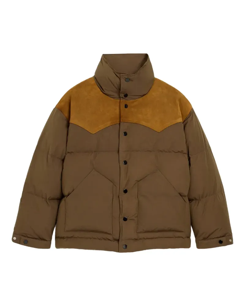 AMI Paris Daunenjacke aus Nylon und Baumwolle mit Ledereinsätzen - Braun Braun