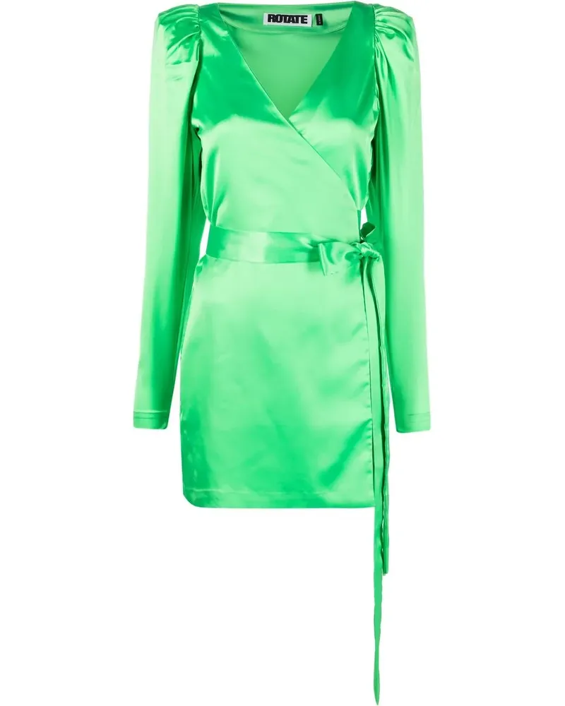 ROTATE Birger Christensen Wickelkleid aus Satin - Grün Grün