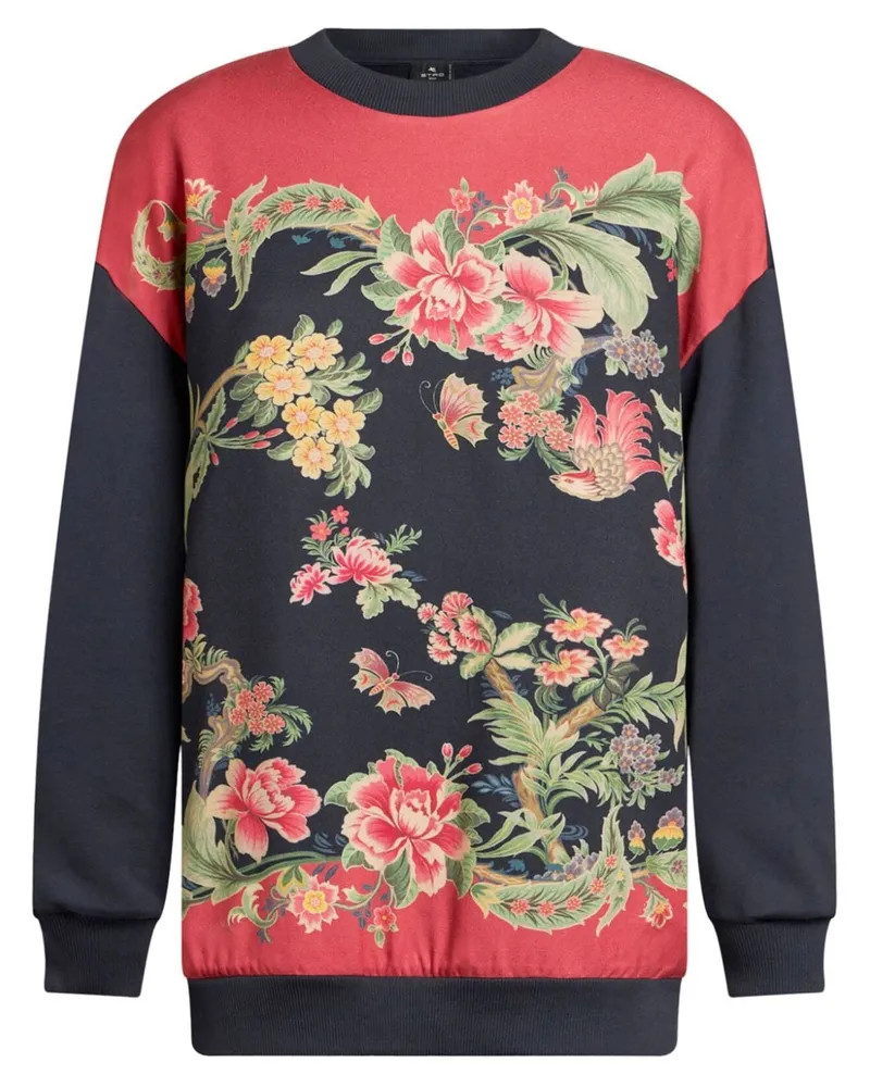Etro Blumen-Print-Sweatshirt mit tiefen Schultern - Schwarz Schwarz
