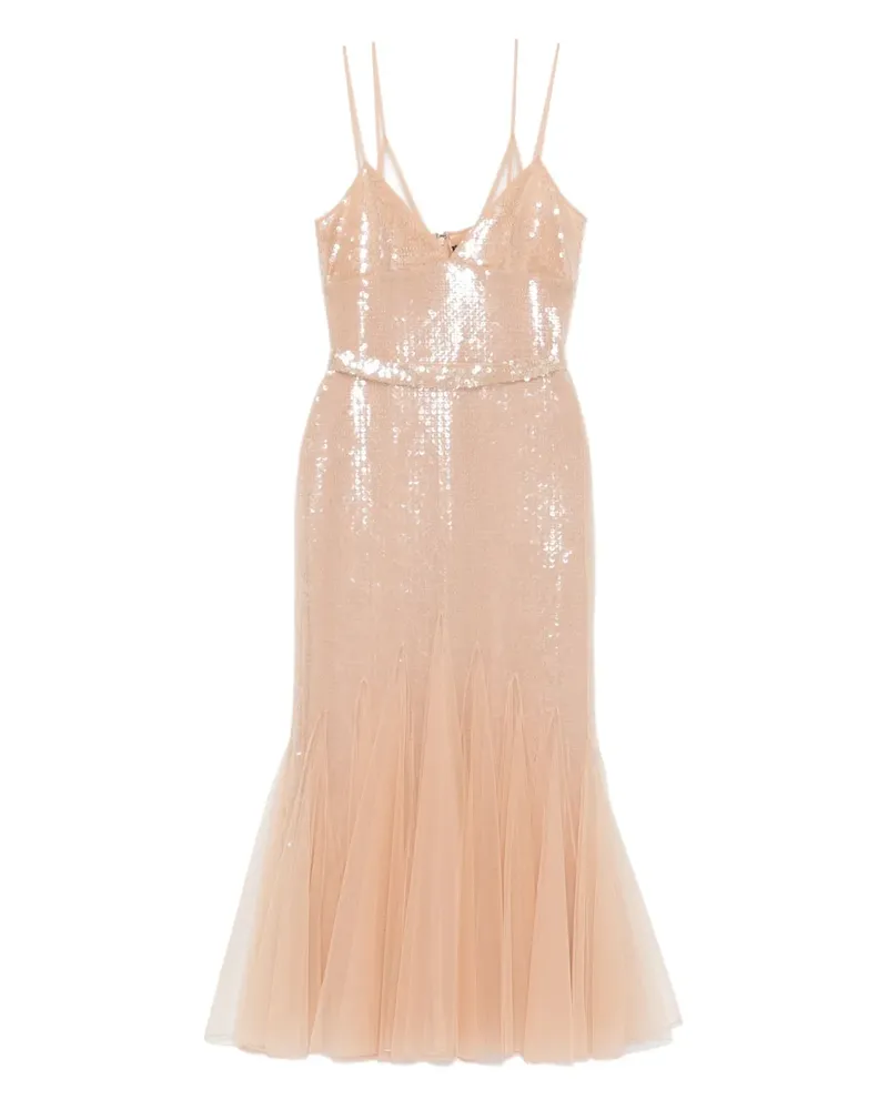 David Koma sequin-embellished tulle dress - Nude Nude