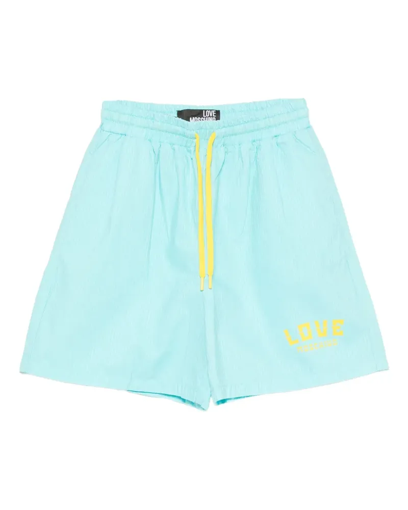 Moschino logo-print pinstripe-pattern shorts - Blau Blau