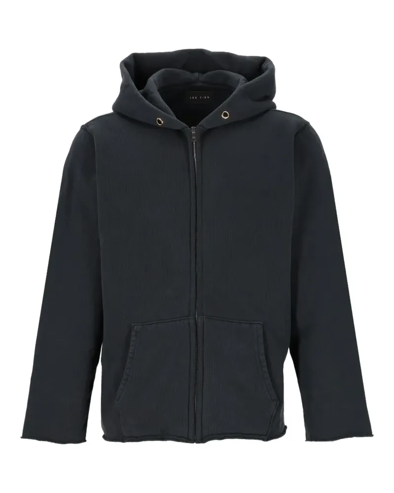 LES TIEN raw-edge zip-up hoodie - Schwarz Schwarz