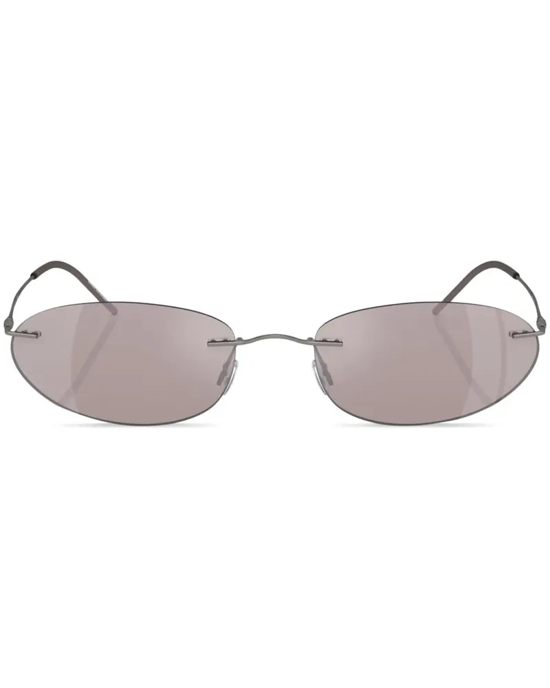 Giorgio Armani Sonnenbrille mit ovalem Gestell - Silber Silber