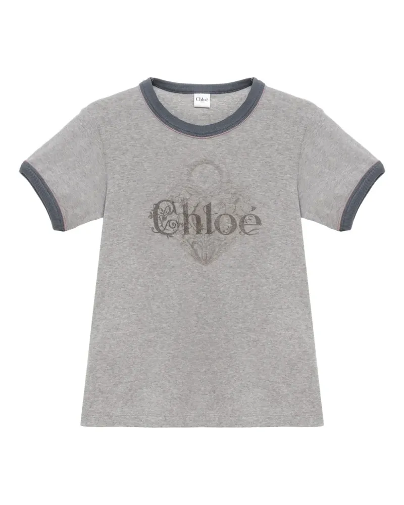 Chloé T-Shirt mit Logo - Grau Grau