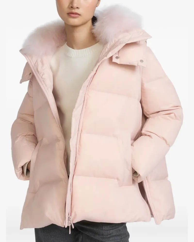 Yves Salomon Daunenjacke mit Shearling-Besatz - Rosa Rosa