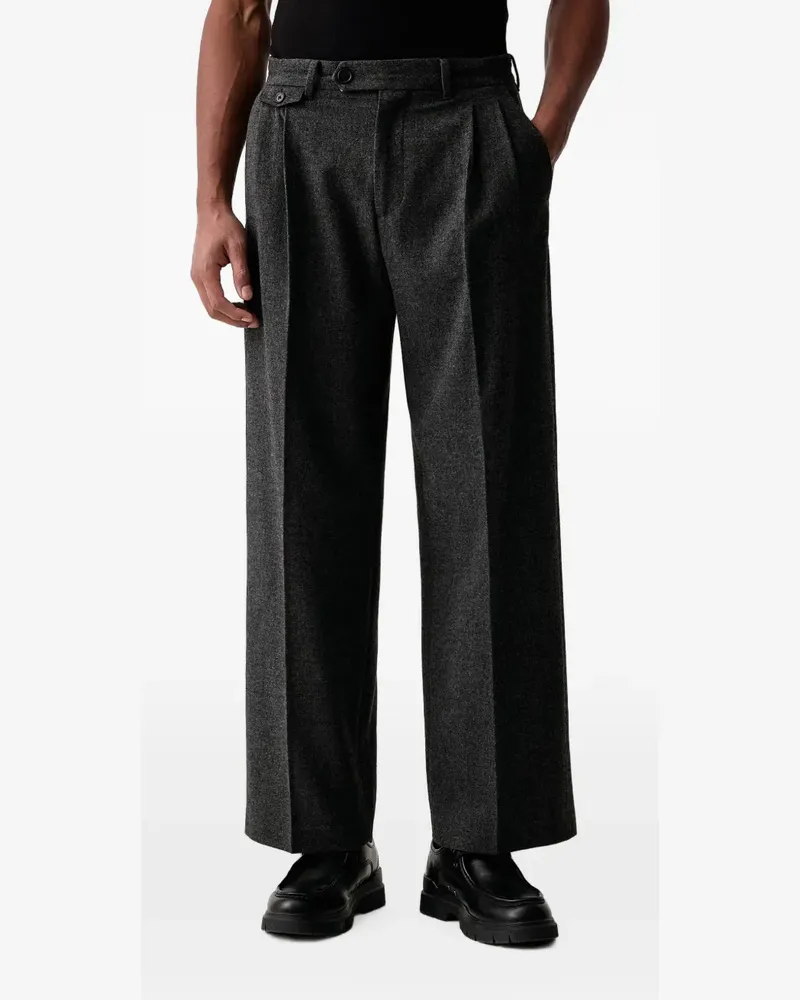 AllSaints Wide-Leg-Hose mit Bundfalten - Grau Grau