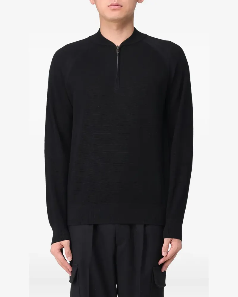 Paolo Pecora Milano Sweatshirt mit Reißverschluss - Schwarz Schwarz