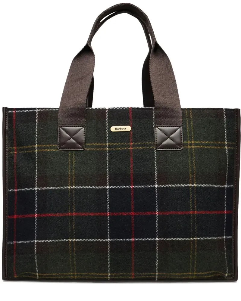 Barbour check-pattern tote bag - Grün Grün