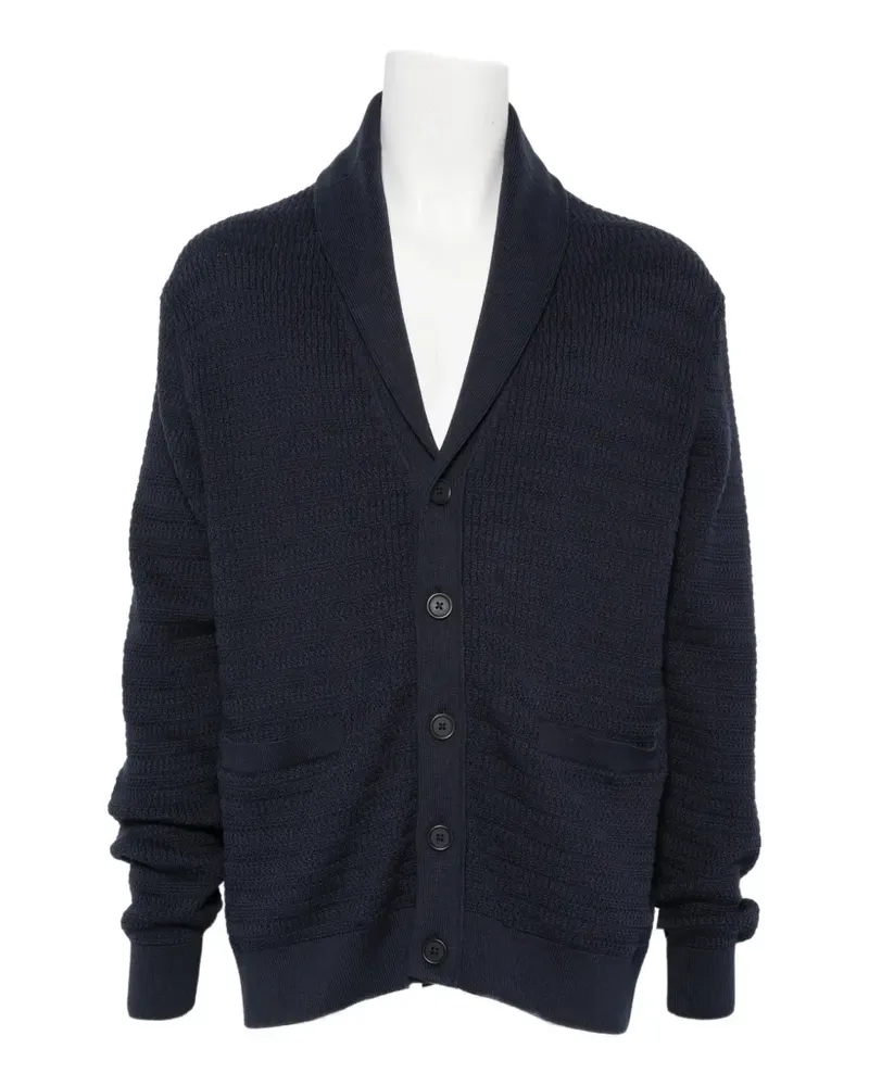 Gant shawl-collar waffle-knit cardigan - Blau Blau