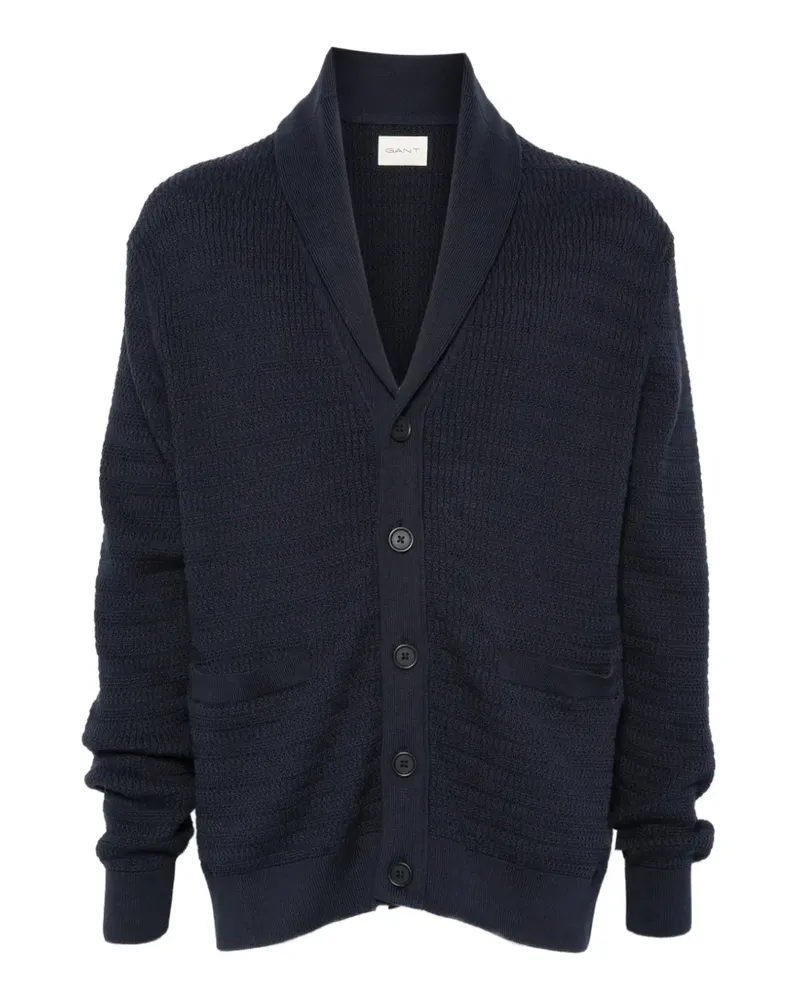 Gant shawl-collar waffle-knit cardigan - Blau Blau