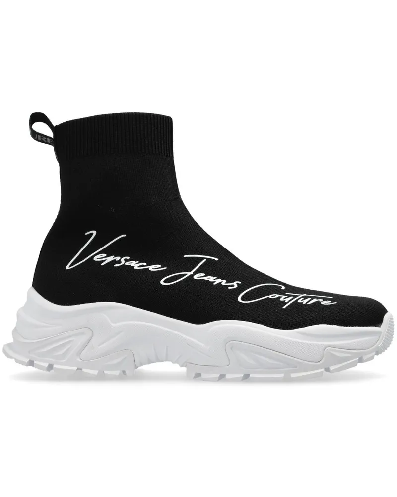 Versace Jeans Sock-Sneakers mit Logo-Print - Schwarz Schwarz