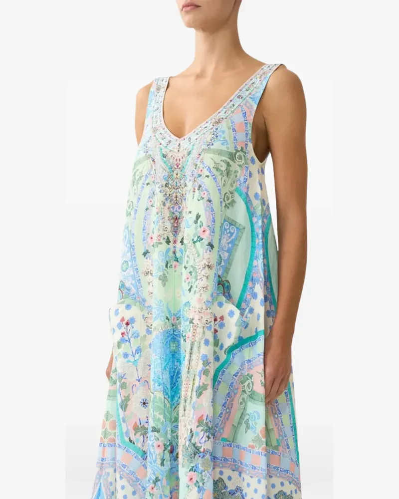 Camilla Midsummer Mosaics V-neck maxi dress - Blau Blau