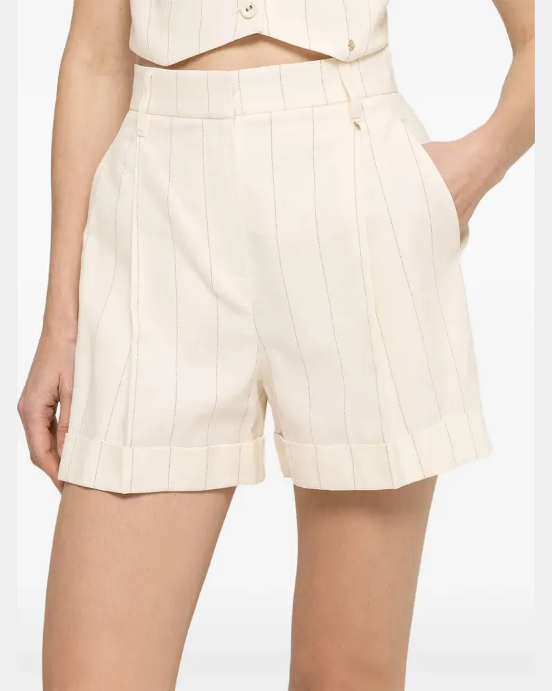NISSA high-waisted striped shorts - Nude Nude