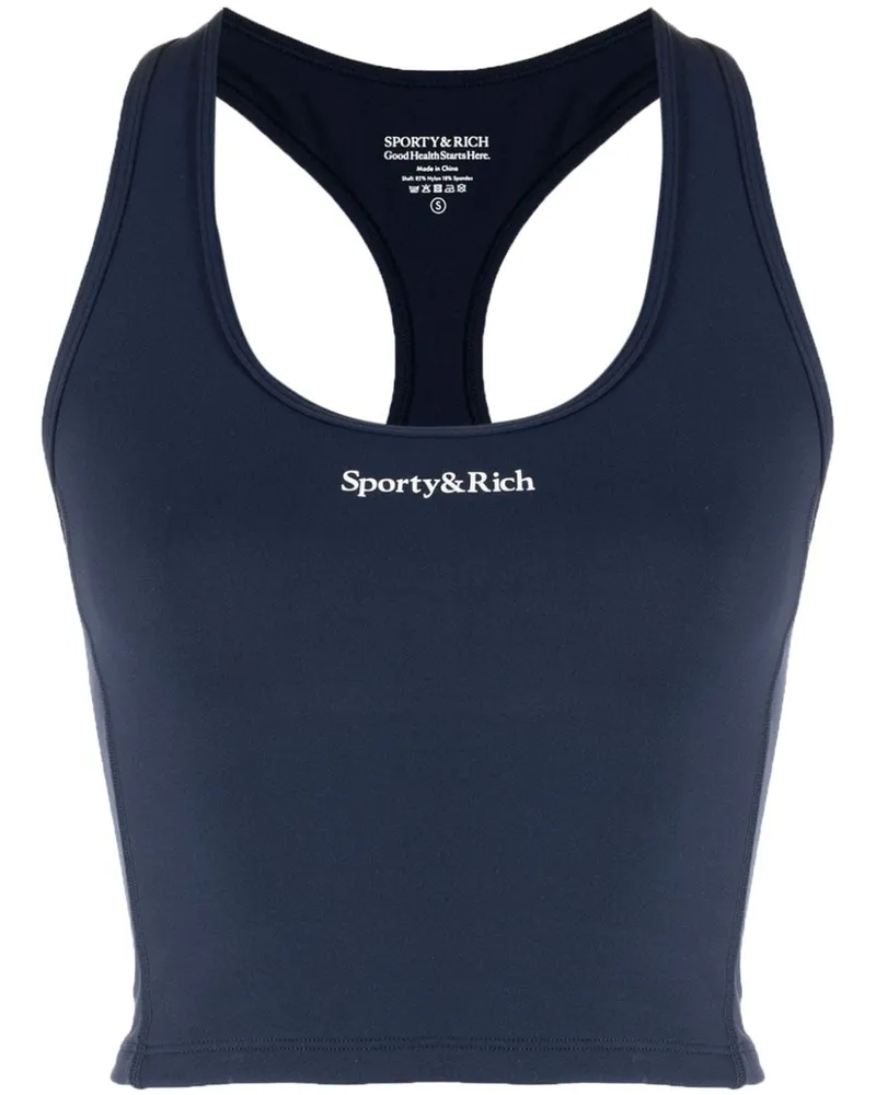 SPORTY & RICH Tanktop mit Logo-Print - Blau Blau