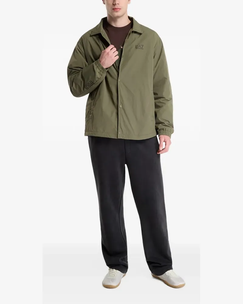 EA7 Logo-Print-Jacke mit Druckknöpfen - Grün Grün