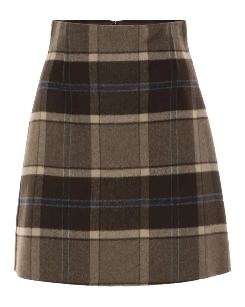 Max Mara Kurzer karierter Wollrock - Braun Braun