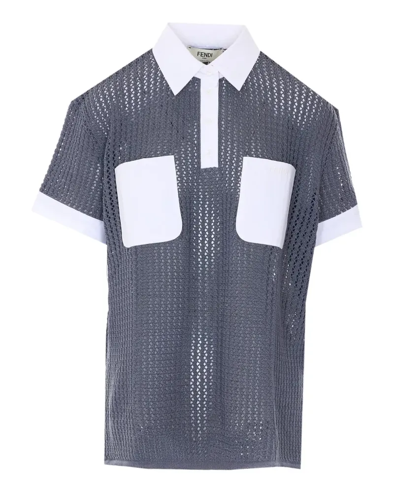 Fendi open-knit polo top - Grau Grau
