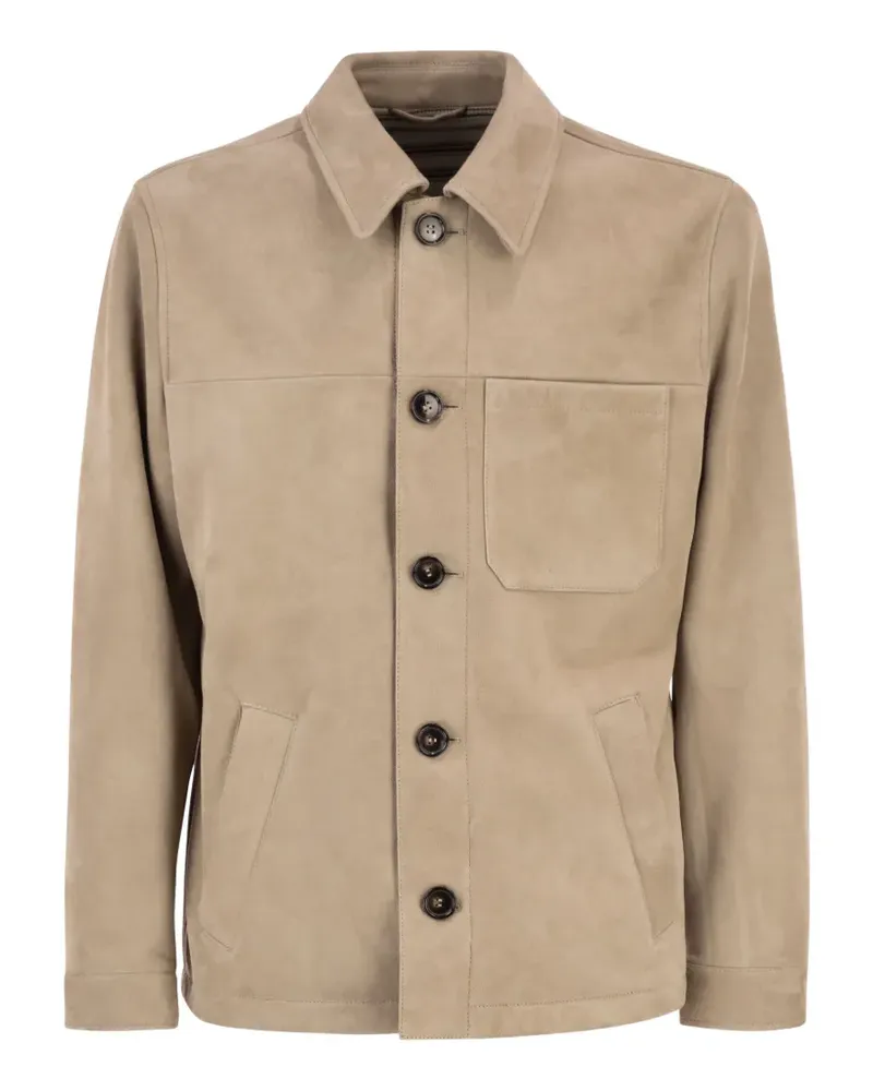 PT TORINO suede shirt jacket - Nude Nude