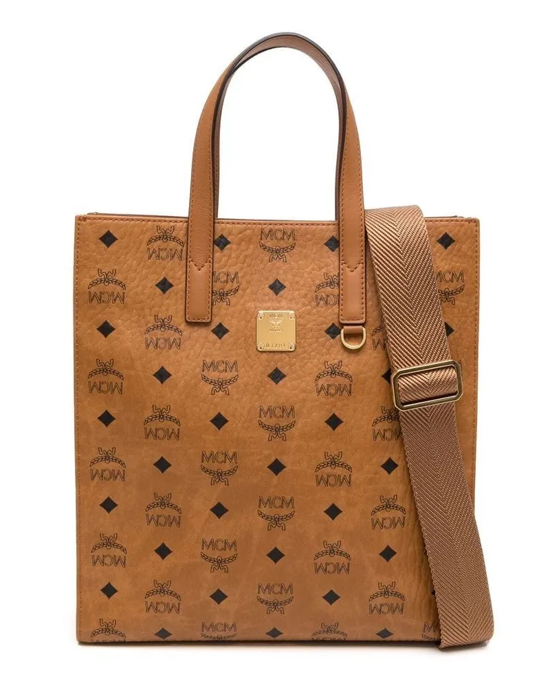 MCM Kleine Aren Tote Bag mit Monogrammmuster - Braun Braun
