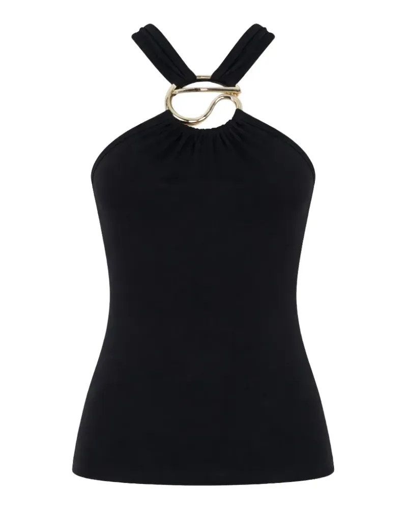 COPERNI halterneck metal-logo cotton blouse - Schwarz Schwarz