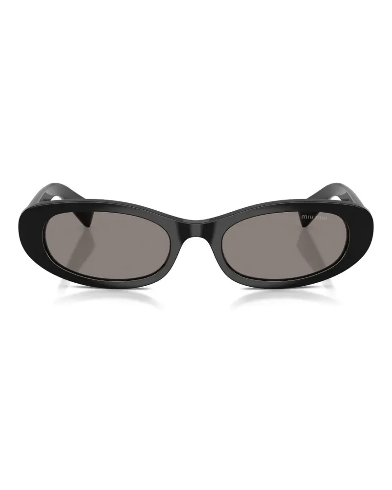 Miu Miu logo-plaque oval-frame sunglasses - Schwarz Schwarz
