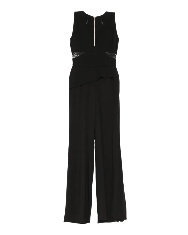 Elie Saab lace-insert peplum jumpsuit - Schwarz Schwarz