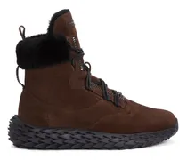 High-Top-Sneakers mit Shearling - Braun