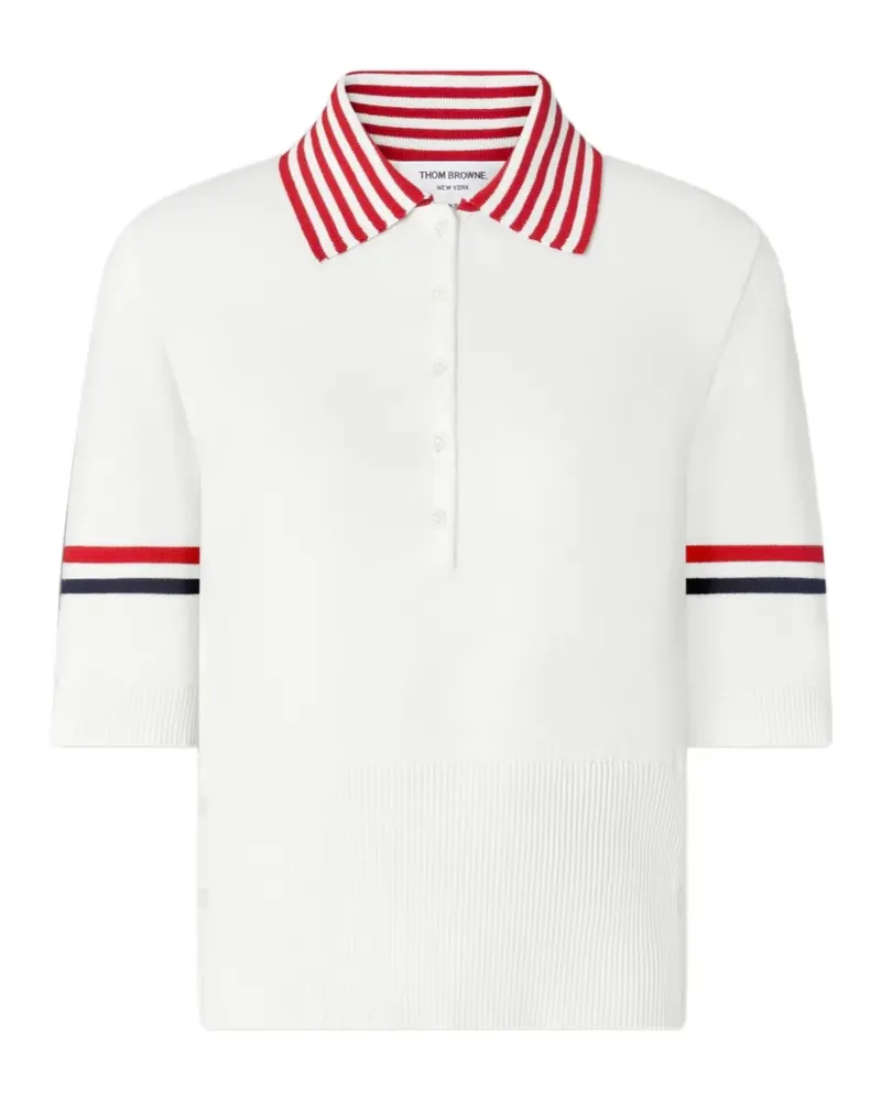 Thom Browne Poloshirt mit Streifendetail - Weiß Weiß