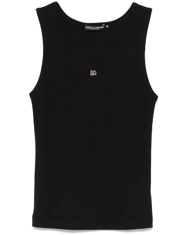 Dolce & Gabbana Tanktop mit Logo-Schild - Schwarz Schwarz