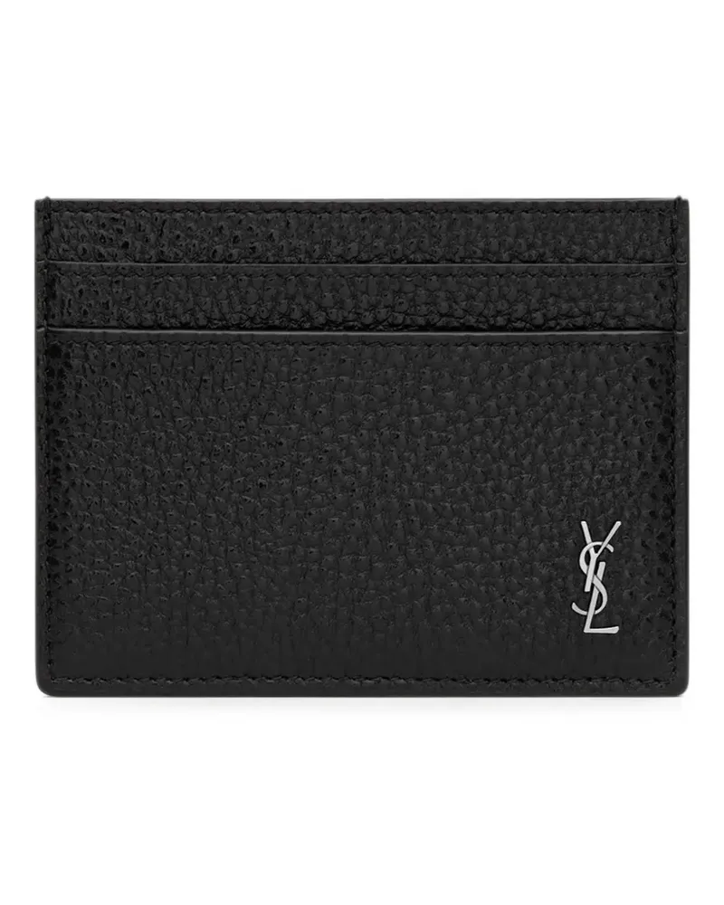 Saint Laurent Tiny Cassandre grained leather cardholder - Schwarz Schwarz