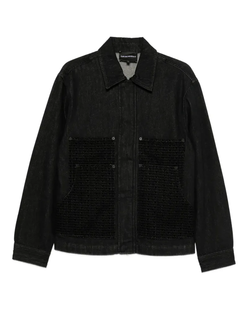 Emporio Armani Jeansjacke mit Logo-Muster - Schwarz Schwarz