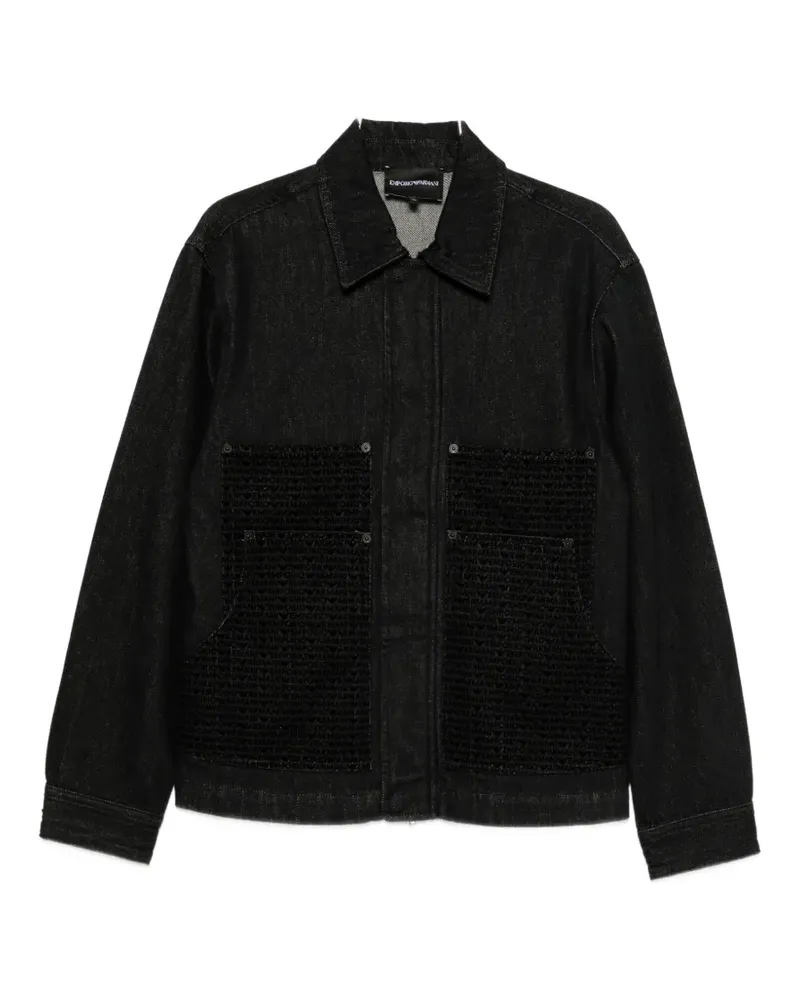 Emporio Armani logo-pattern denim jacket - Schwarz Schwarz
