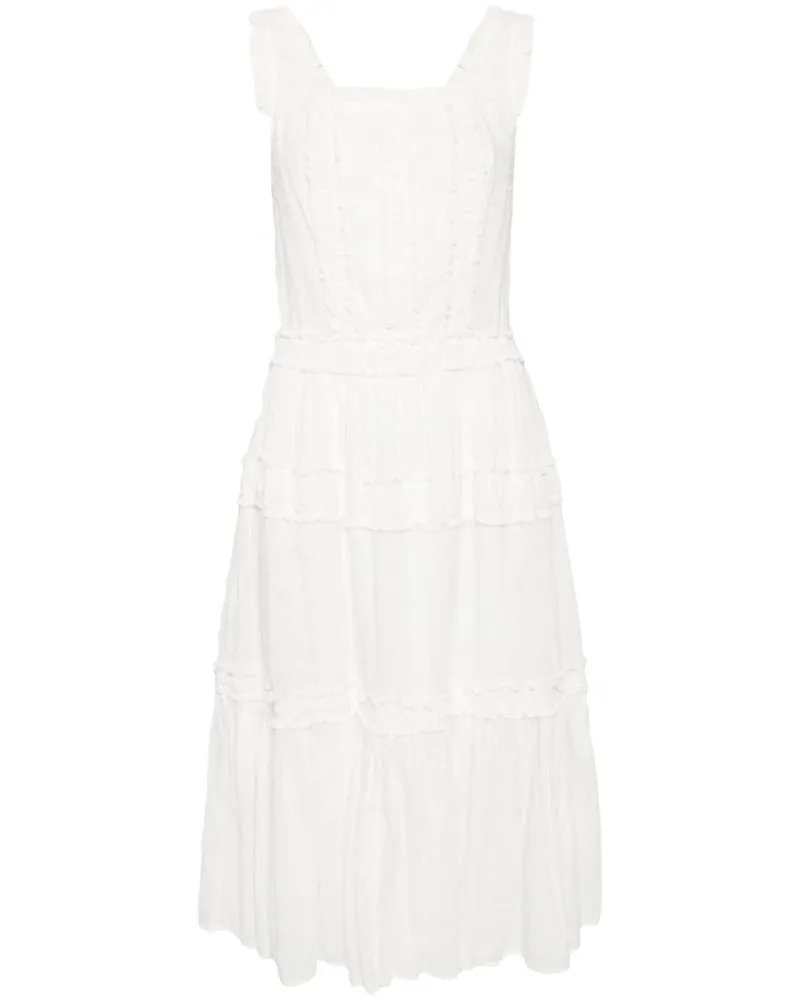 b+ab Midikleid mit Polka Dots - Weiß Weiß