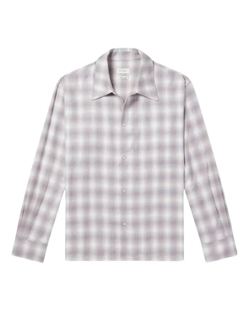 Second/Layer check-pattern long-sleeve shirt - Weiß Weiß