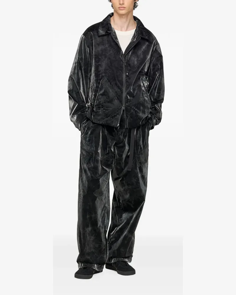 Y-3 marble-print buckle-detail jacket - Schwarz Schwarz
