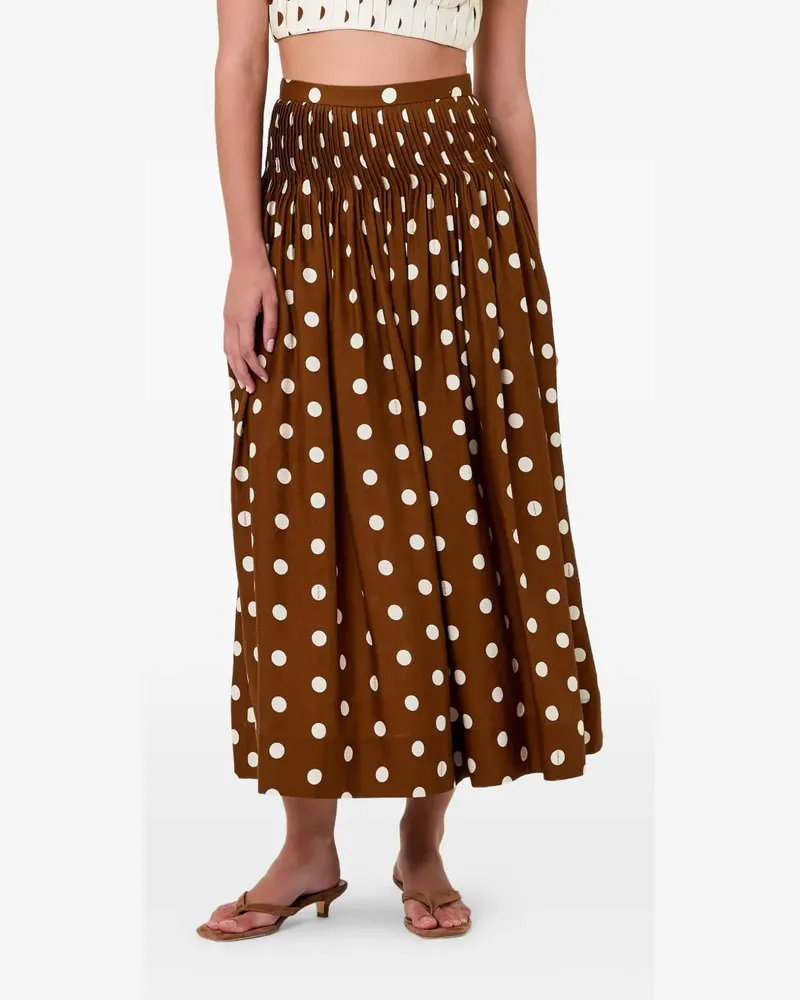 NICHOLAS Amabelle pintuck midi skirt - Braun Braun