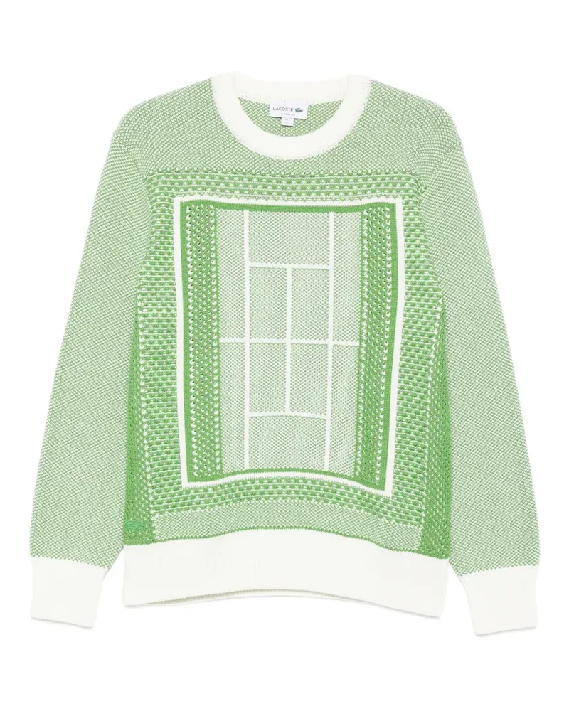 Lacoste Tennis Court jacquard-graphic sweater - Grün Grün