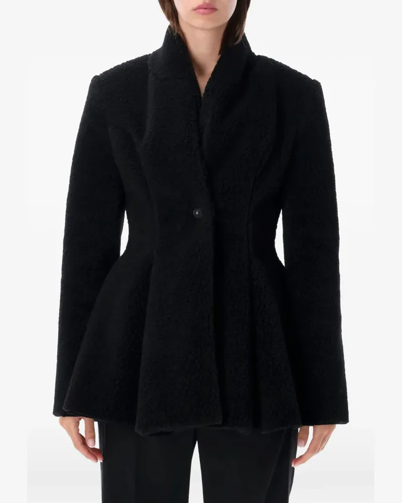 Stella McCartney fleece-texture flared jacket - Schwarz Schwarz