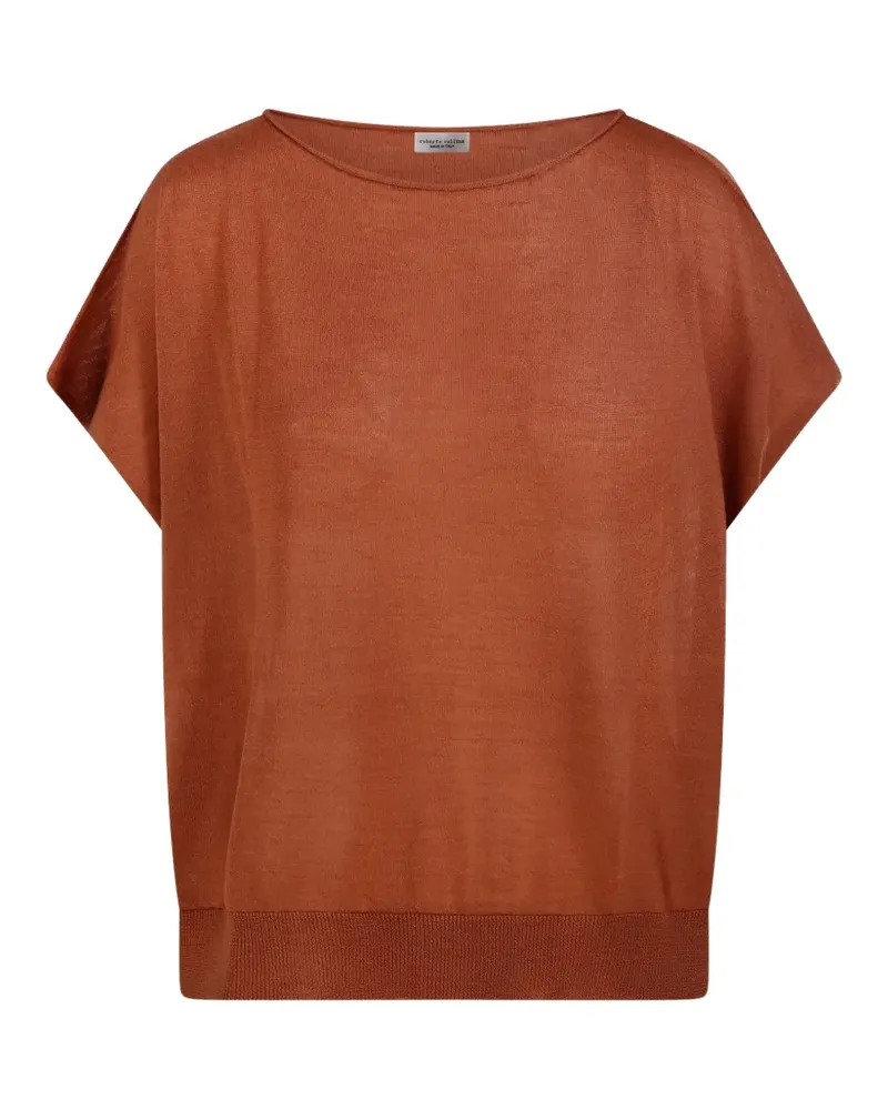 Roberto Collina boat-neck T-shirt - Orange Orange