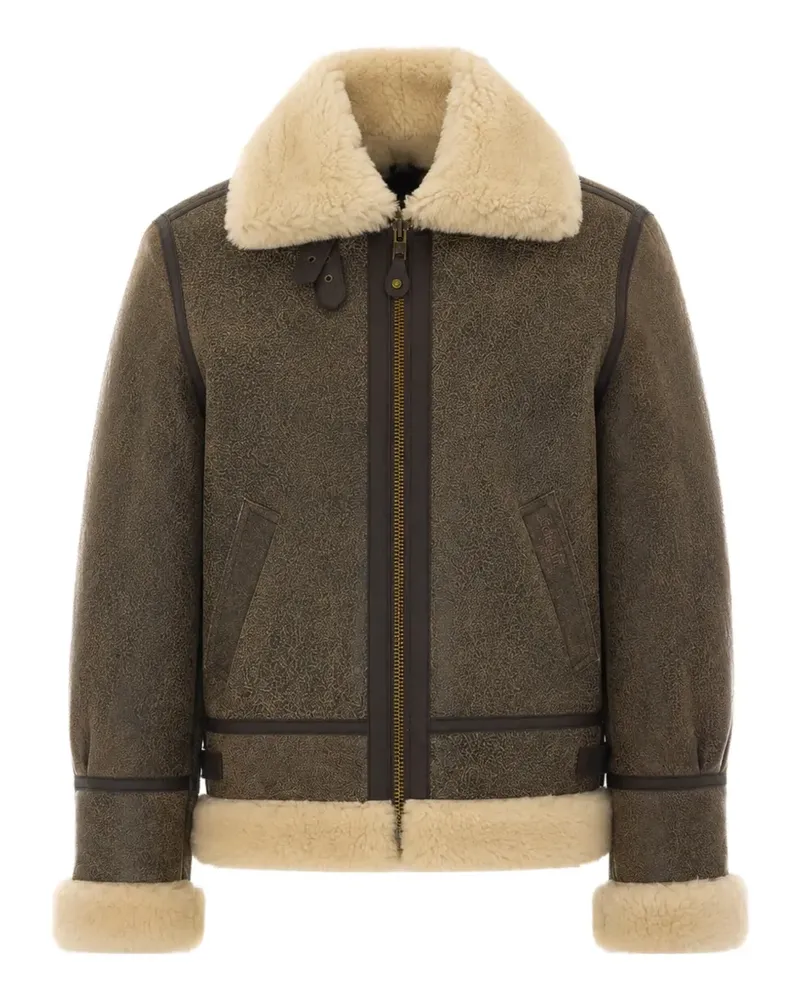 Schott N.Y.C shearling-lined leather jacket - Braun Braun