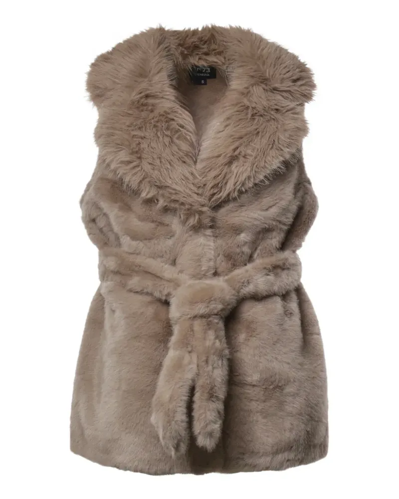 V°73 faux-fur belted gilet - Braun Braun