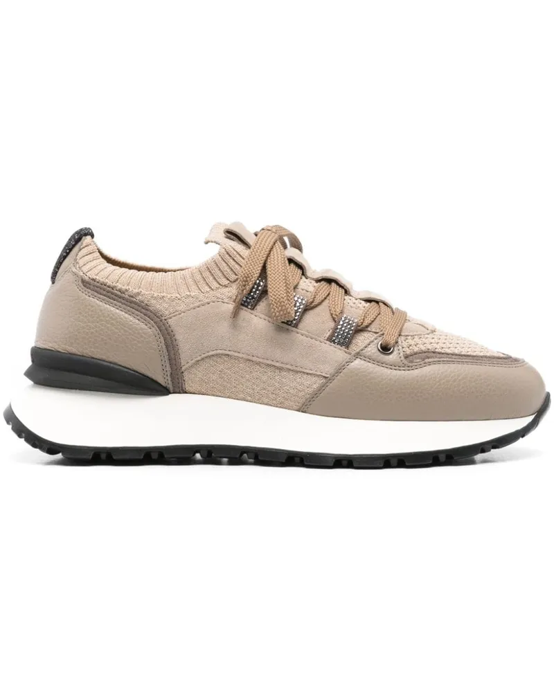 Doucal´s Sneakers mit Lederbesatz - Nude Nude