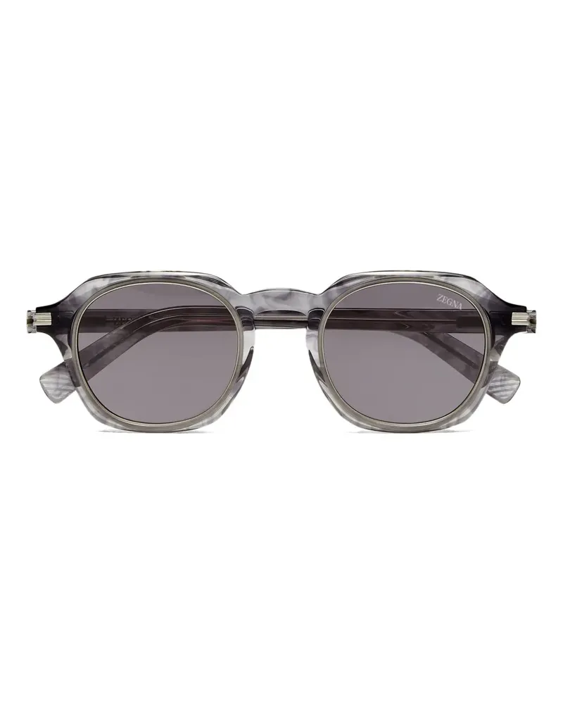 Ermenegildo Zegna Sonnenbrille mit eckigem Gestell - Grau Grau