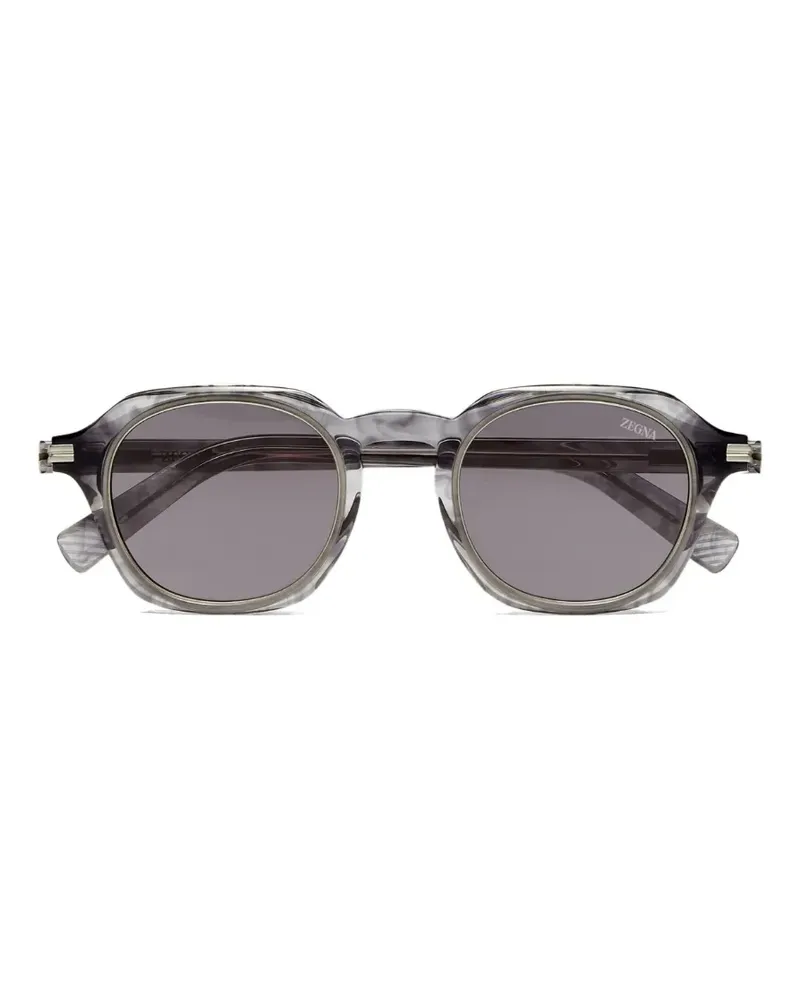 Ermenegildo Zegna Sonnenbrille mit eckigem Gestell - Grau Grau