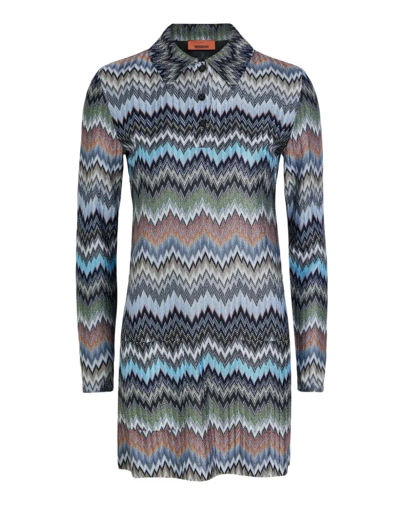 Missoni zig-zag polo-collar mini dress - Blau Blau