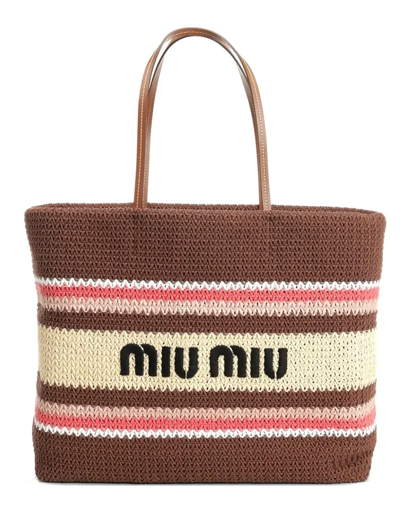 Miu Miu striped woven tote bag - Braun Braun