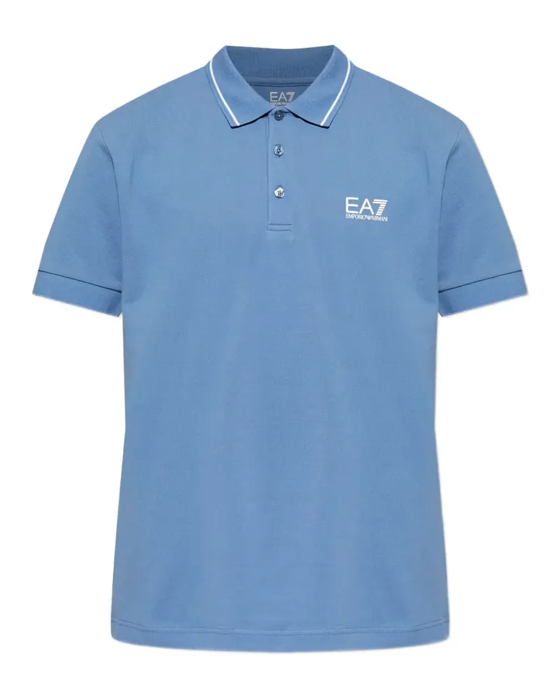 EA7 Poloshirt mit Paspeln - Blau Blau