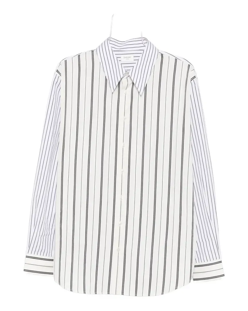 Saint Laurent vertical-stripe long-sleeve shirt - Weiß Weiß