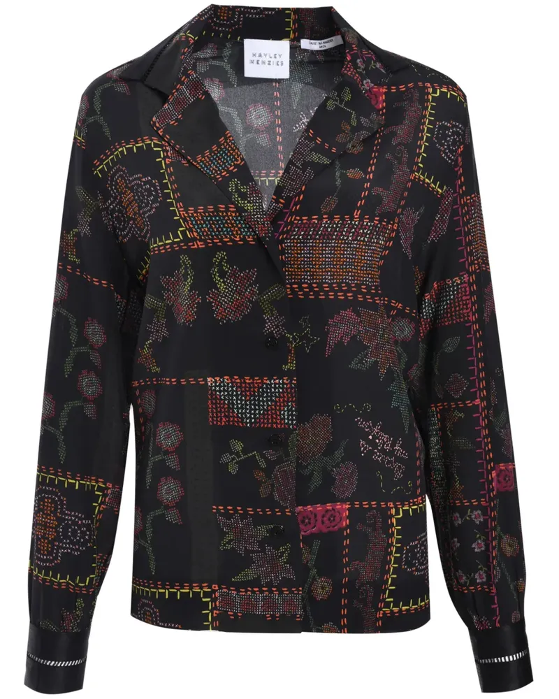 Hayley Menzies Rock mit Blumenstickerei - Schwarz Schwarz